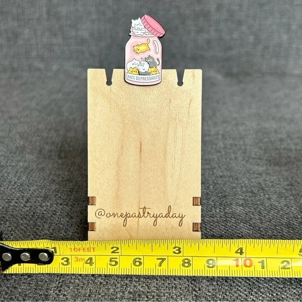 Fun, Kawaii Style ANTIDEPRESSANTS Cat Brooch Pin, Pink, Black, Gold, White